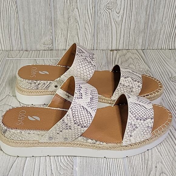 Franco Sarto Cappy Platform Slide Sandals Leather Snakeprint Womens Size 11 NEW - Picture 3 of 14